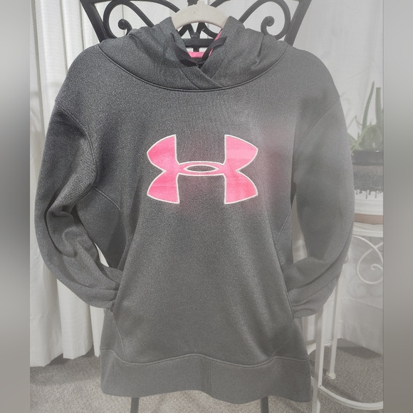 Women's UNDER ARMOUR Hoodie Breast Cancer Gray Pink M - Picture 2 of 6